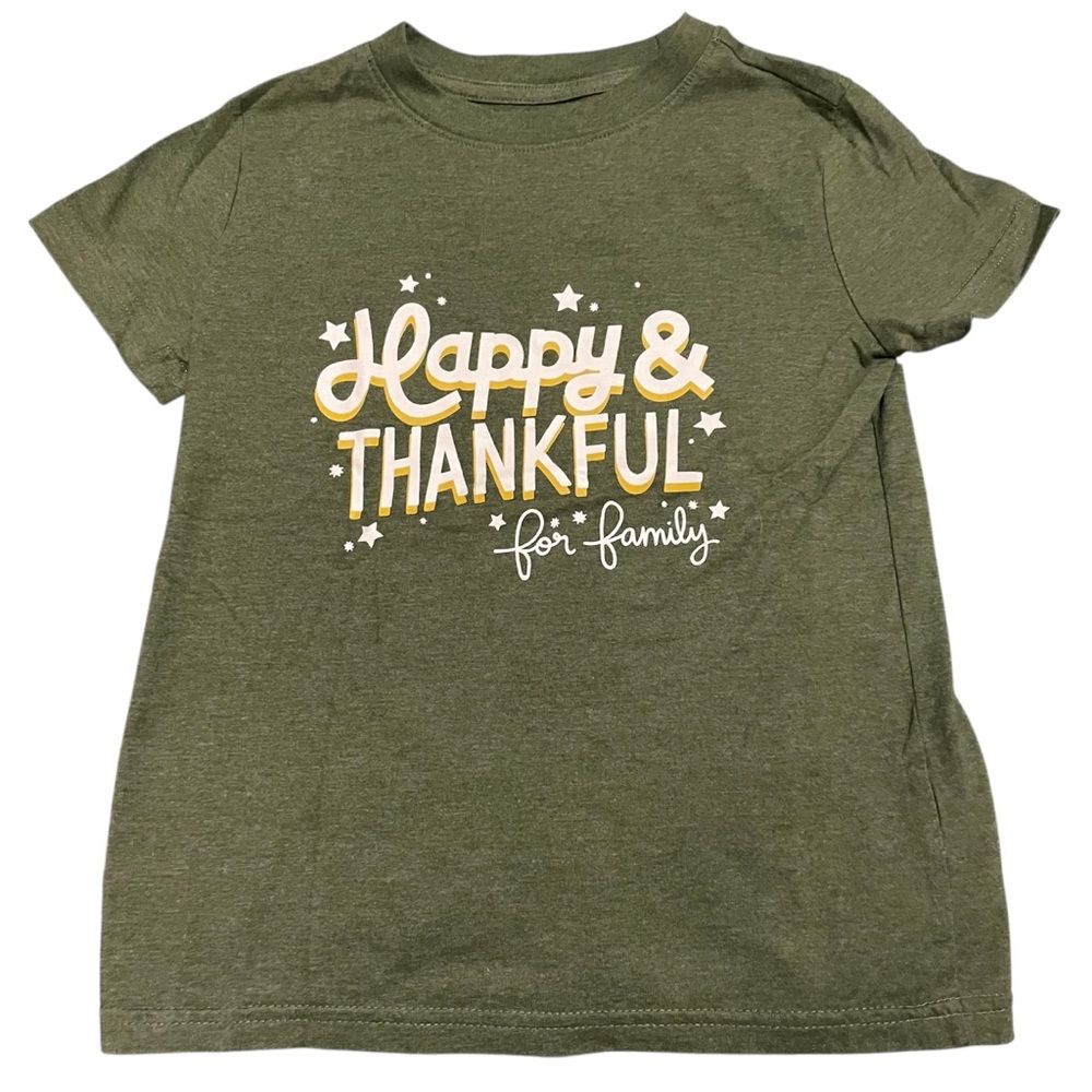 Kids Olive Green Thanksgiving T-Shirt